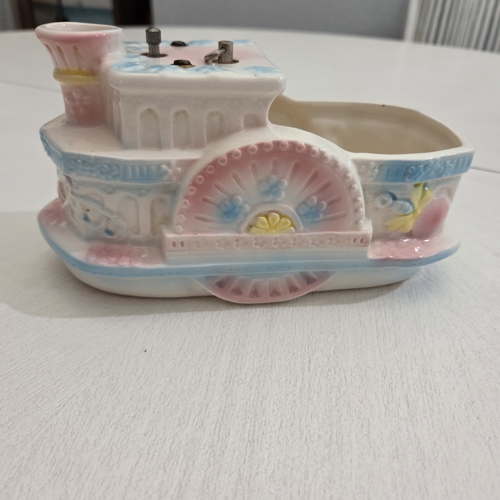 Pastel Ceramic Steamboat Toy